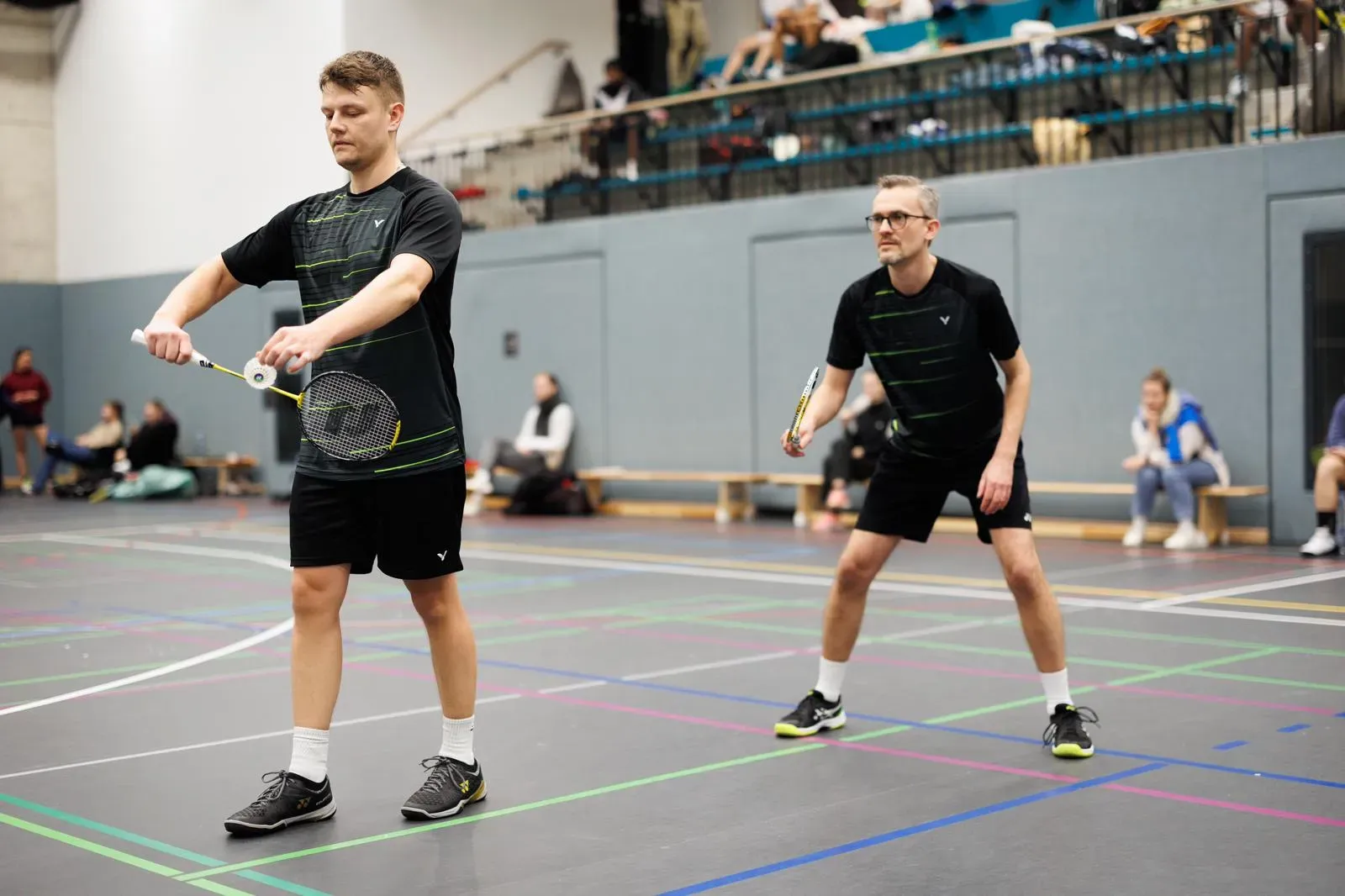 Badminton team in action